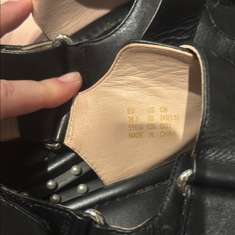 Stuart Weitzman Black Sandals with Silver Studs - Picture 7 of 8